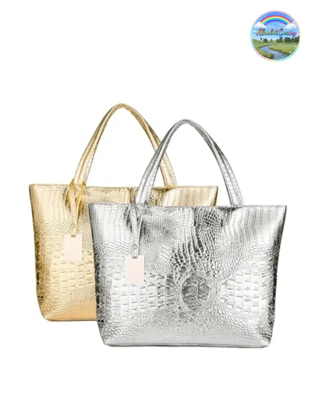 Oversized Crocodile Embossed Faux Leather Hobo Shoulder Bag Travel Satchel Tote